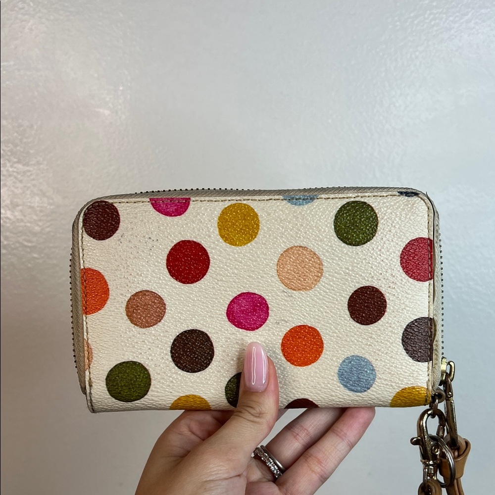 Tory Burch Cream Wallet with Multicolor Polka Dots sold - Picture 2 of 6